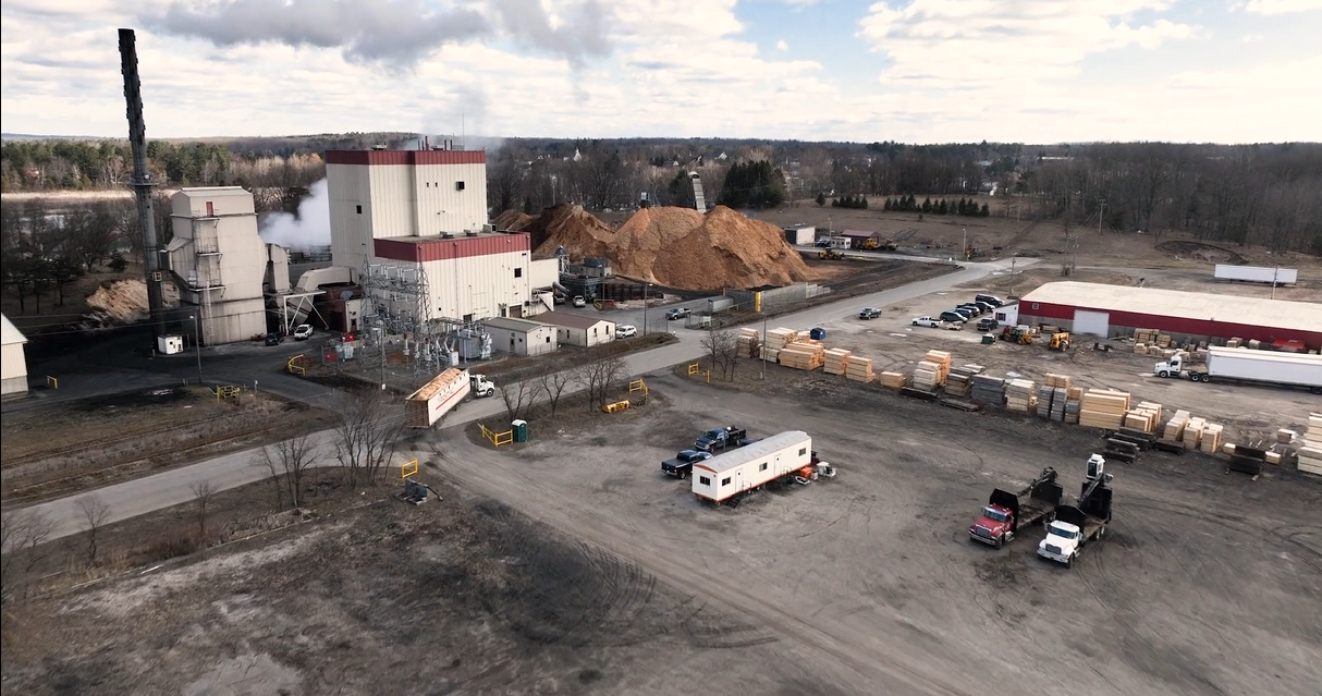 Aerial view of secure biomass facility